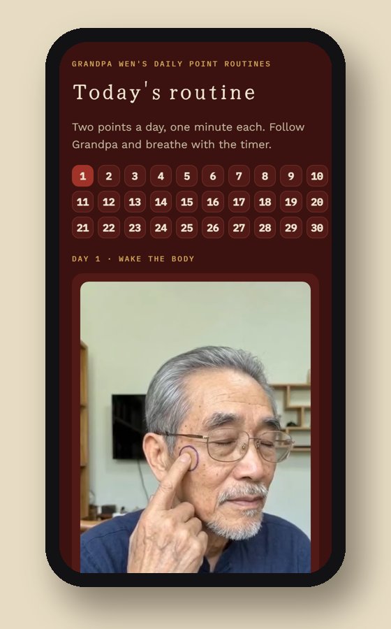 Today's routine on the phone, with Grandpa Wen
